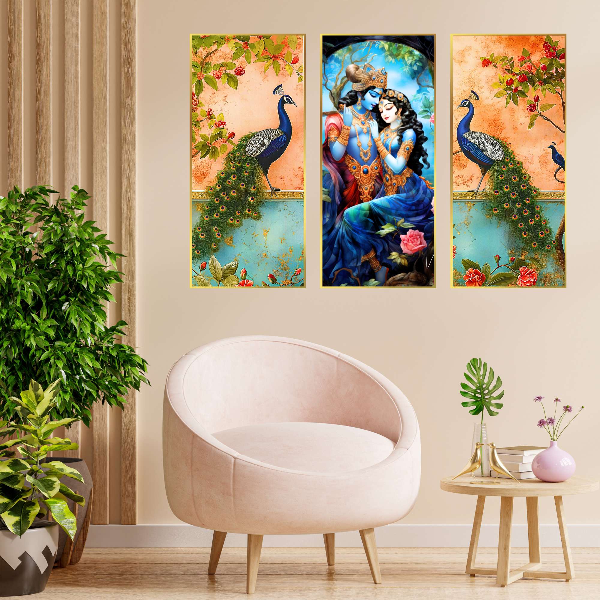 Set of Three large Wall Paintings for Wall Dacoration Golden Framed Wall Paintings for Living Room & Bedroom Wall Art for Home Decoration & Office Wall Décor (14x11 inch CH-LGD3-7) - Image 3